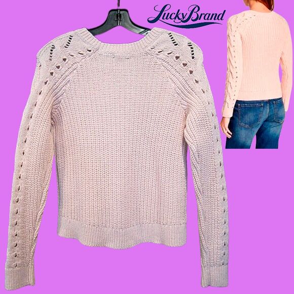 Lucky Brand NEW Cable Knit Crew Neck Sweater Top S - Picture 9 of 12